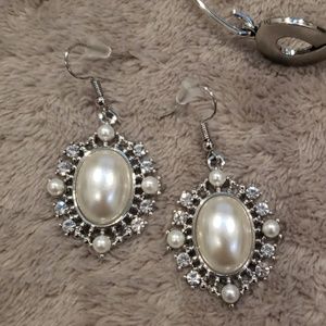 Pearl and silver earrings
